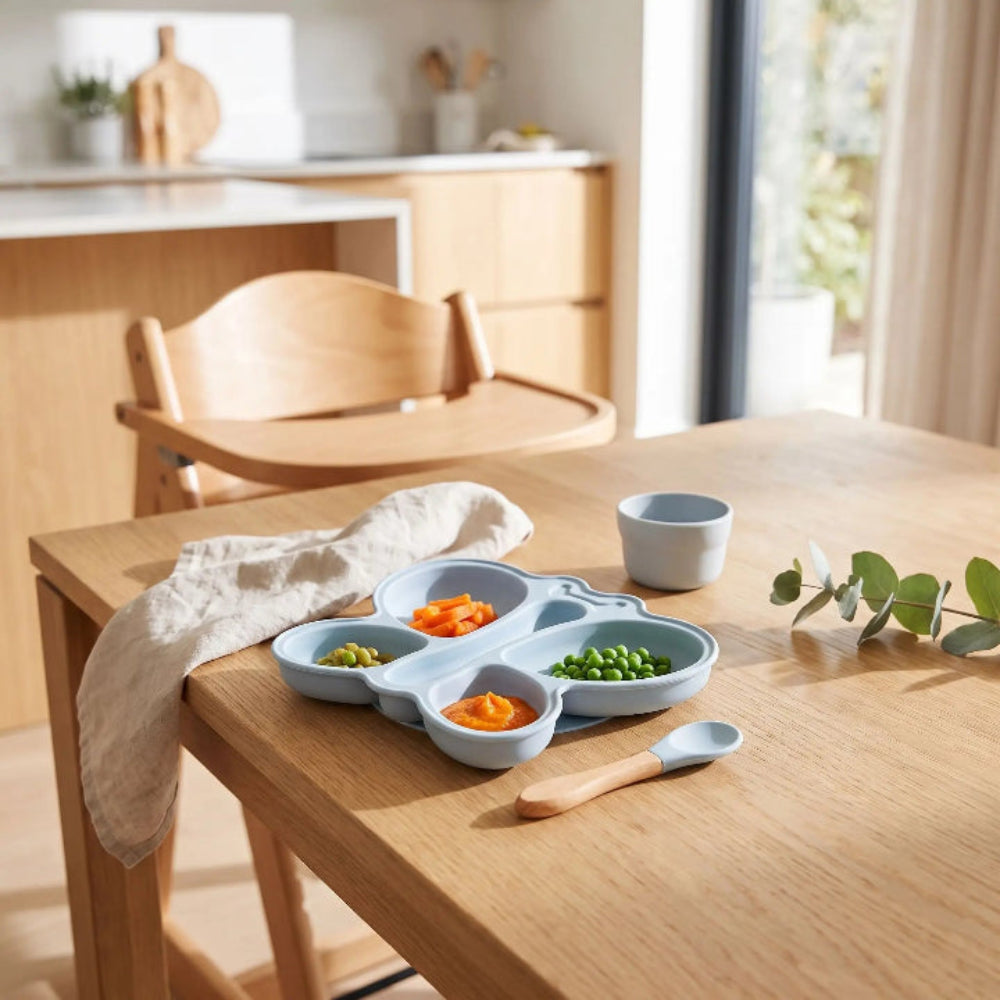 Assiette compartiment bebe bleu ciel