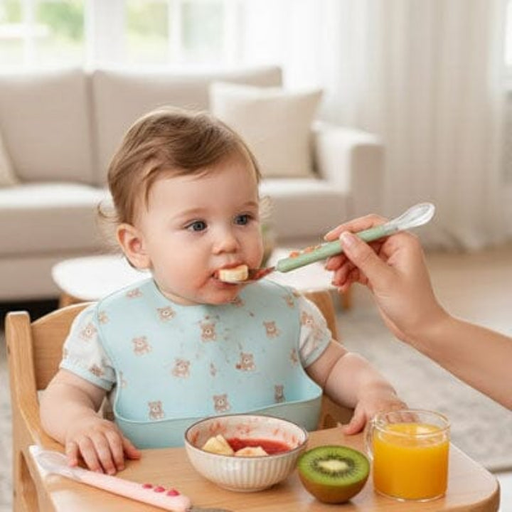 Cuillère pour bebe en silicone double tête
