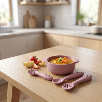 Cuiller silicone bebe lilas poudré