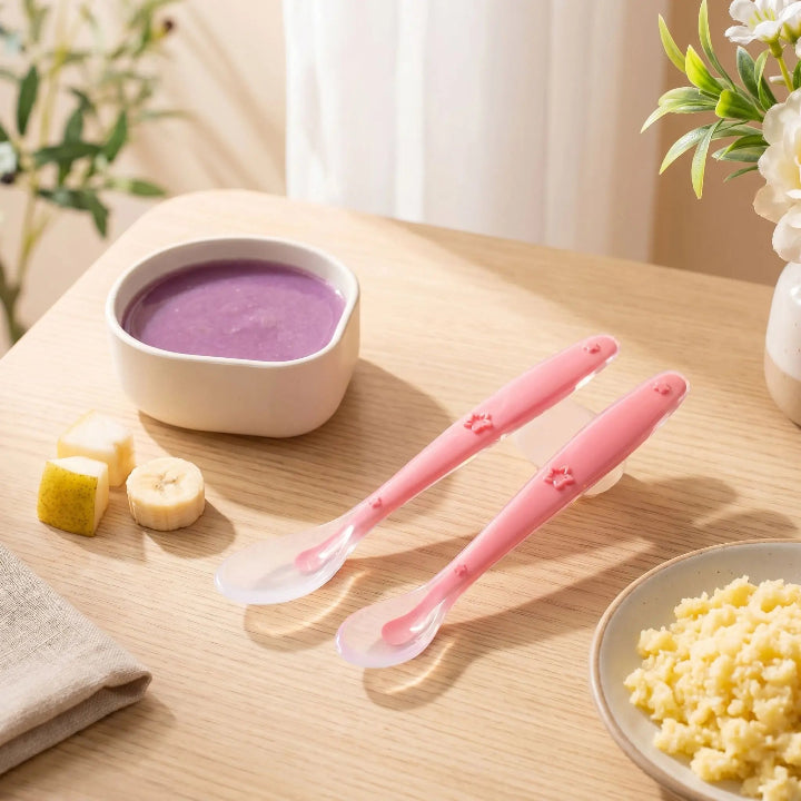 Cuillere apprentissage bebe rouge pastique