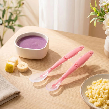 Cuillere apprentissage bebe rouge pastique