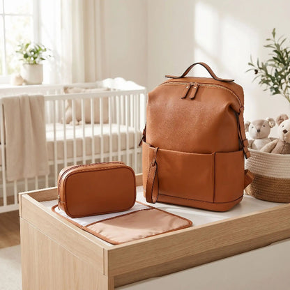 Sac a dos a langer marron PU