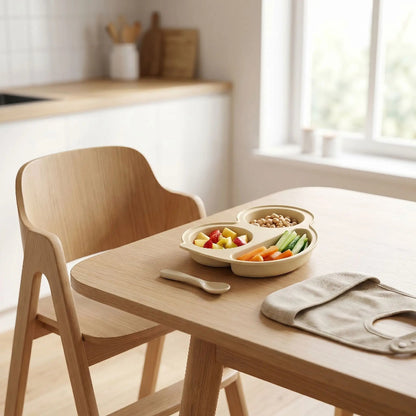 Assiette bébé silicone antidérapant beige