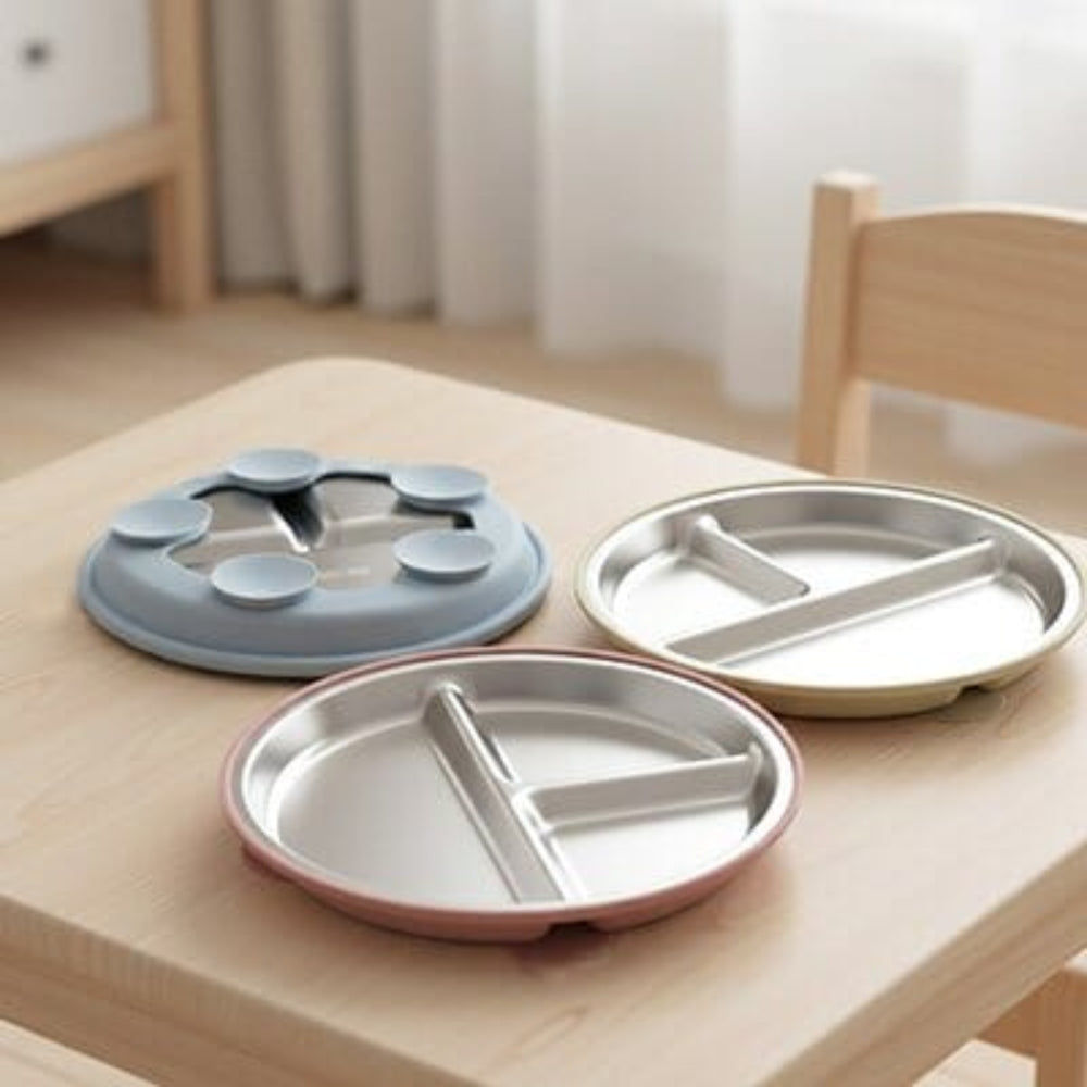 Assiette bébé inox base ventouse antidérapante