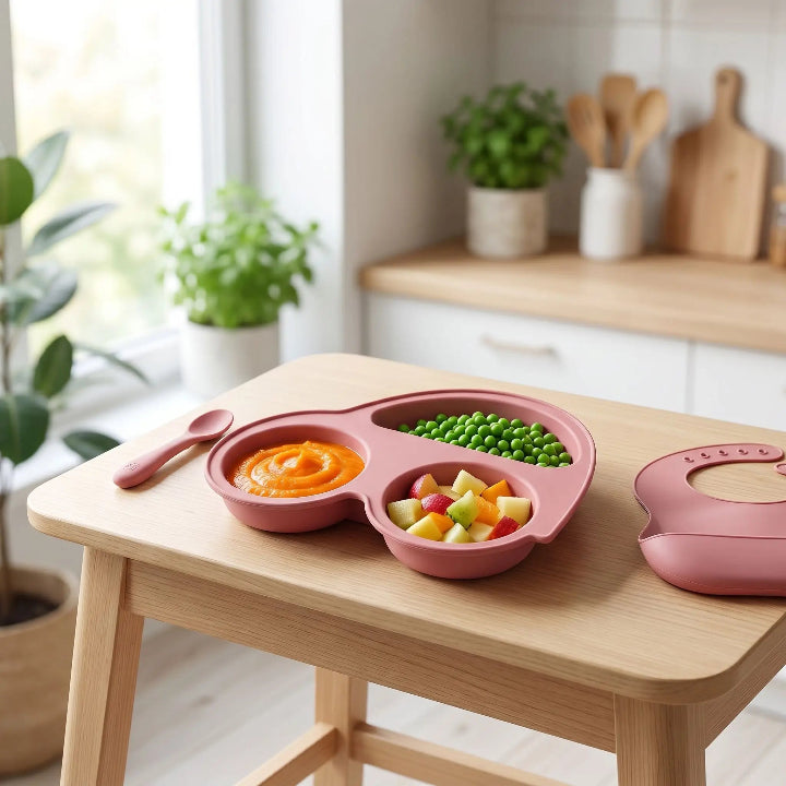 Assiette bebe silicone antidérapante lilas