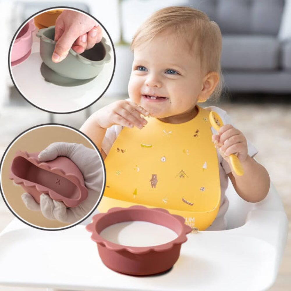 Assiette bebe silicone bords en pétales