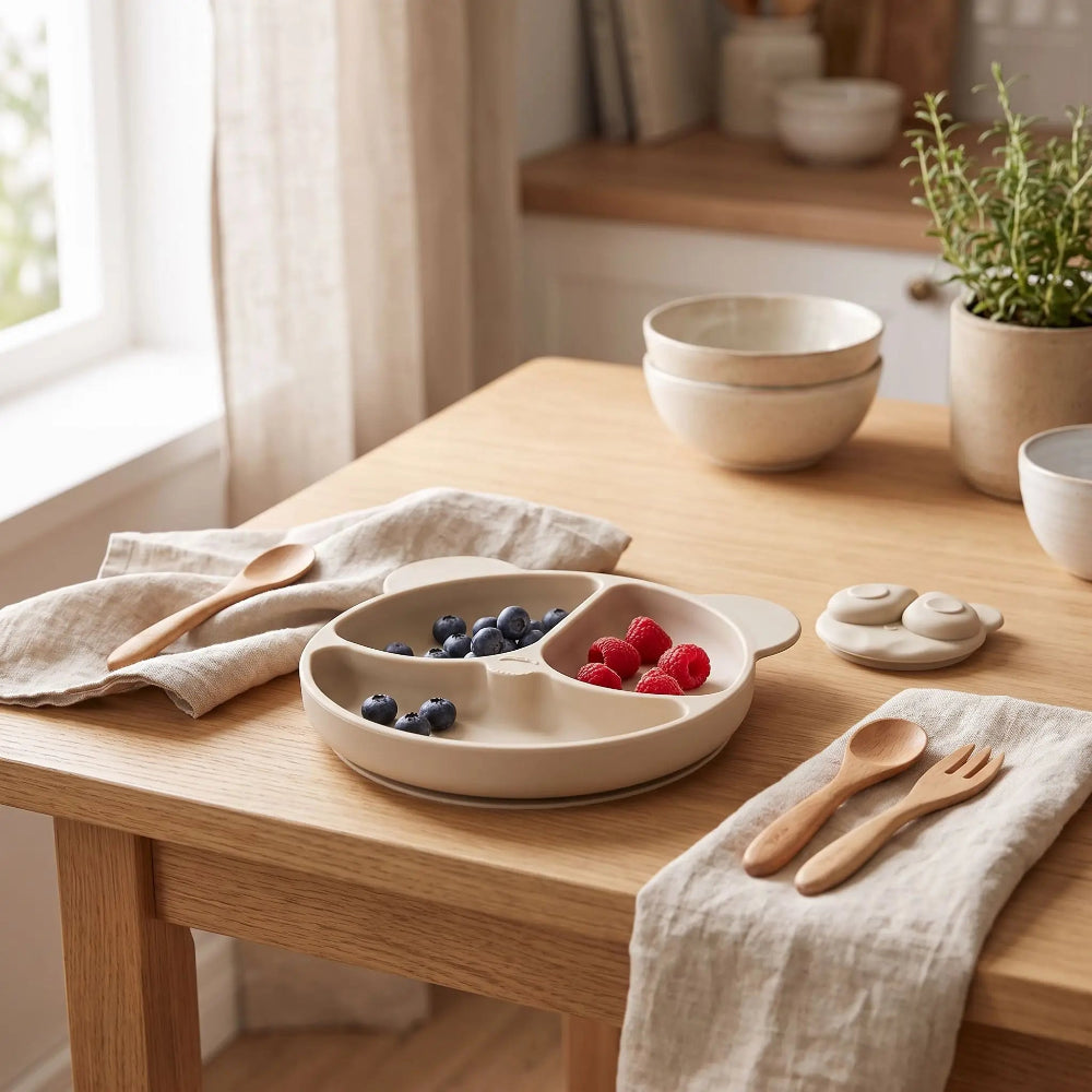 Assiette bebe ventouse beige