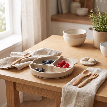 Assiette bebe ventouse beige
