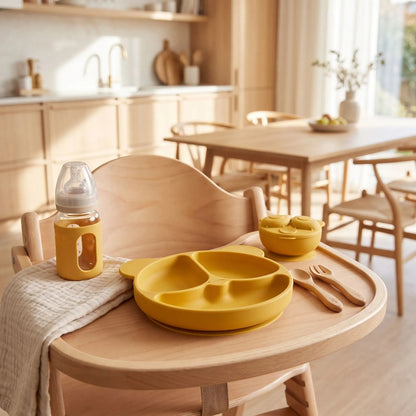 Assiette bebe ventouse jaune