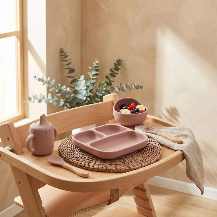 Assiette bebe ventouse rose clair