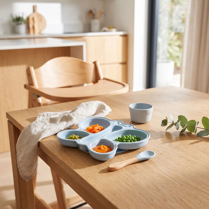 Assiette compartiment bebe bleu ciel