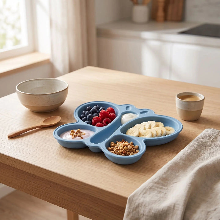 Assiette compartiment bebe bleu