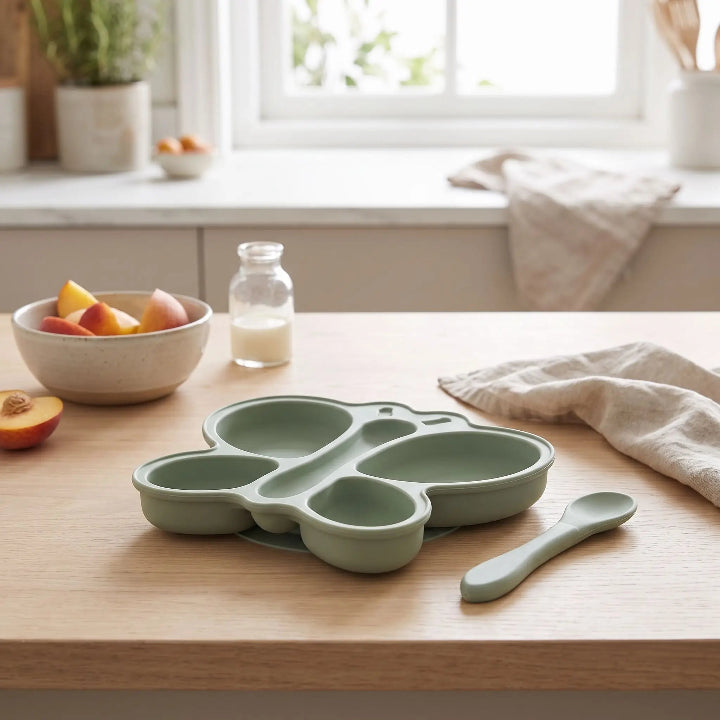 Assiette compartiment bebe vert