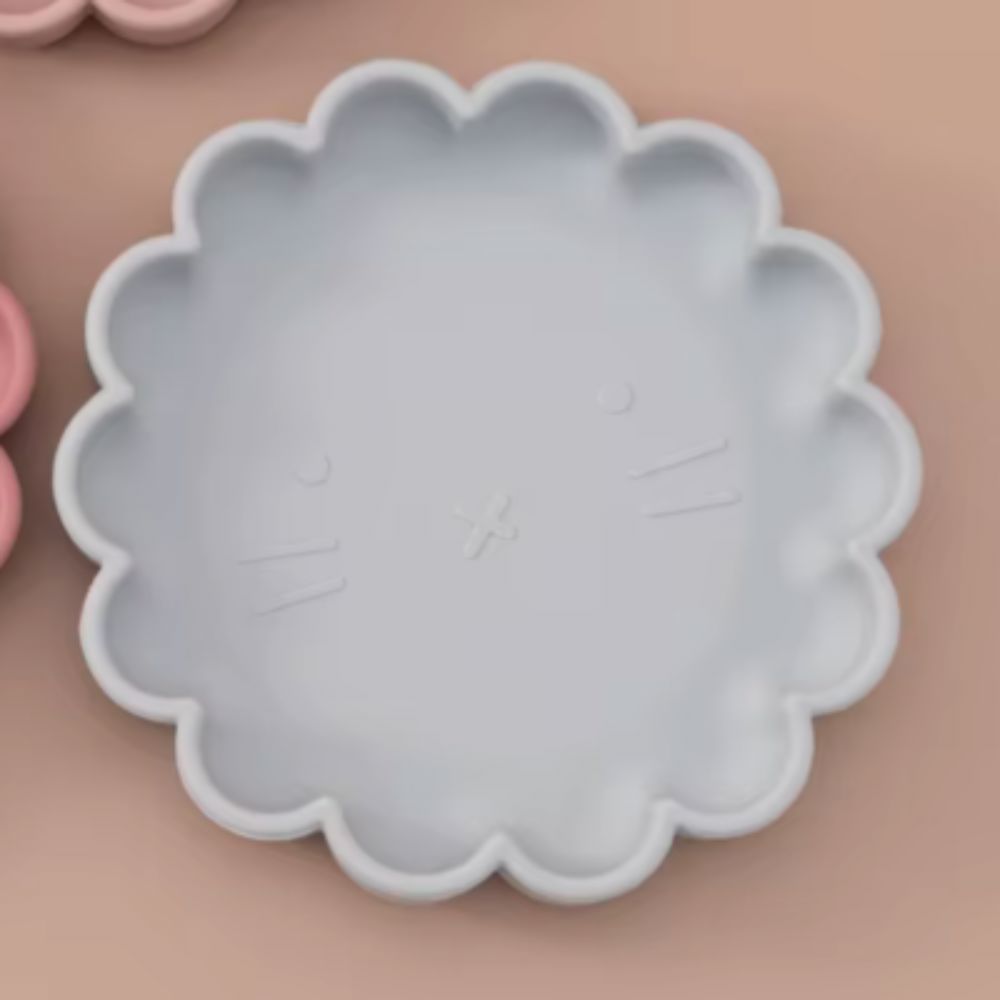 Assiette silicone bebe bleu gris