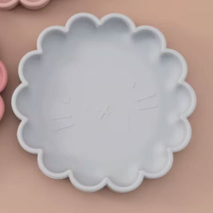 Assiette silicone bebe bleu gris