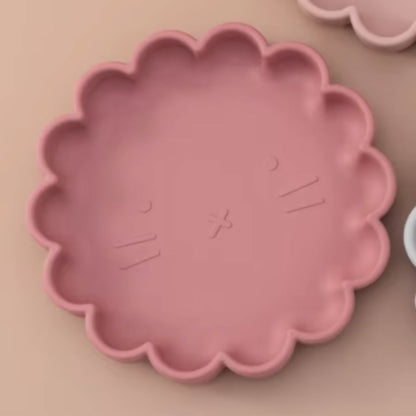 Assiette silicone bebe rose poudrée