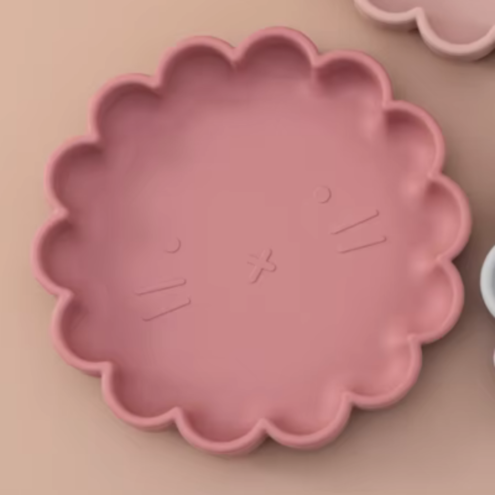Assiette silicone bebe rose poudrée