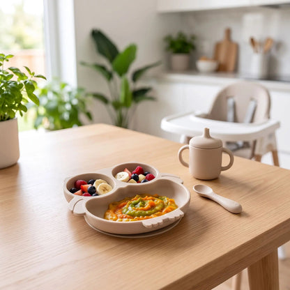 Assiette ventouse bebe beige