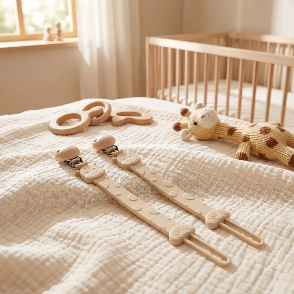 Attache tetine silicone beige beige