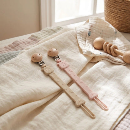 Attache tetine silicone beige rose
