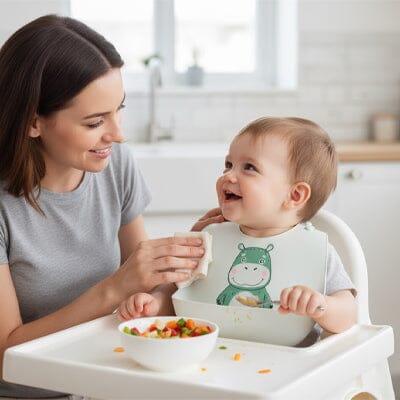 Bavoir silicone hippo