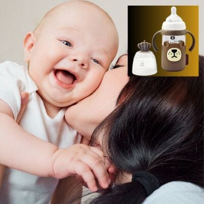 Biberon-en-verre-maman-heureuse