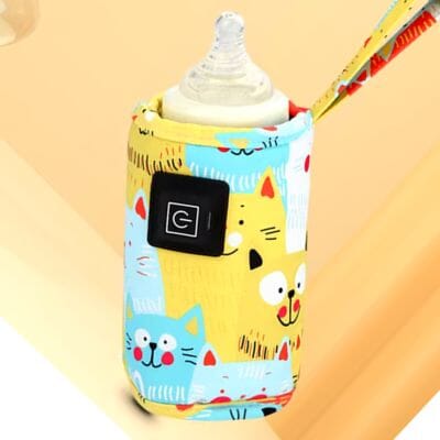 Chauffe-biberon portable jaune, bleu