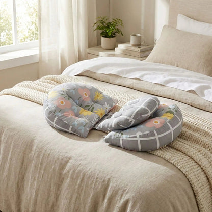 Coussin de grossesse gris rayé