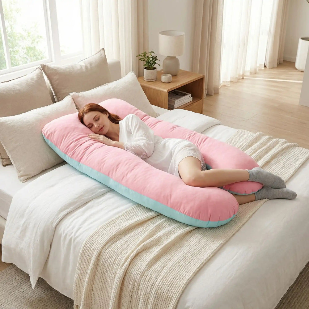 Coussin de grossesse rose bleu