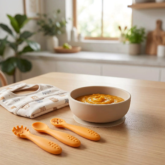 Cuillere silicone bebe jaune