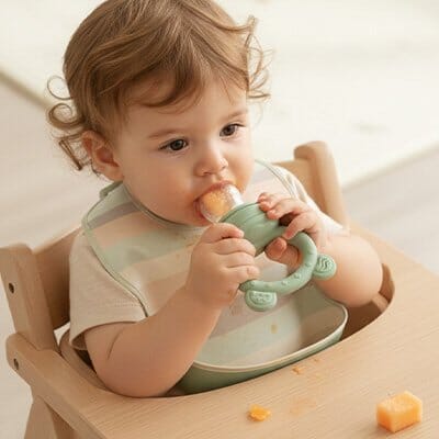 Grignoteuse bebe filet en silicone alimentaire perforé