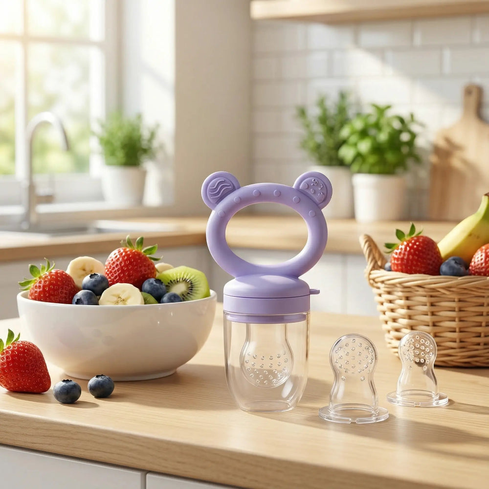 Grignoteuse bebe mauve-3 pièces