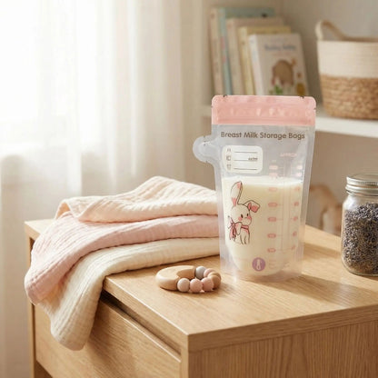 Sachet conserver lait maternel Lapin Rose