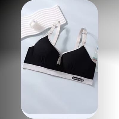 Soutien gorge allaitement noir bordures contrastées